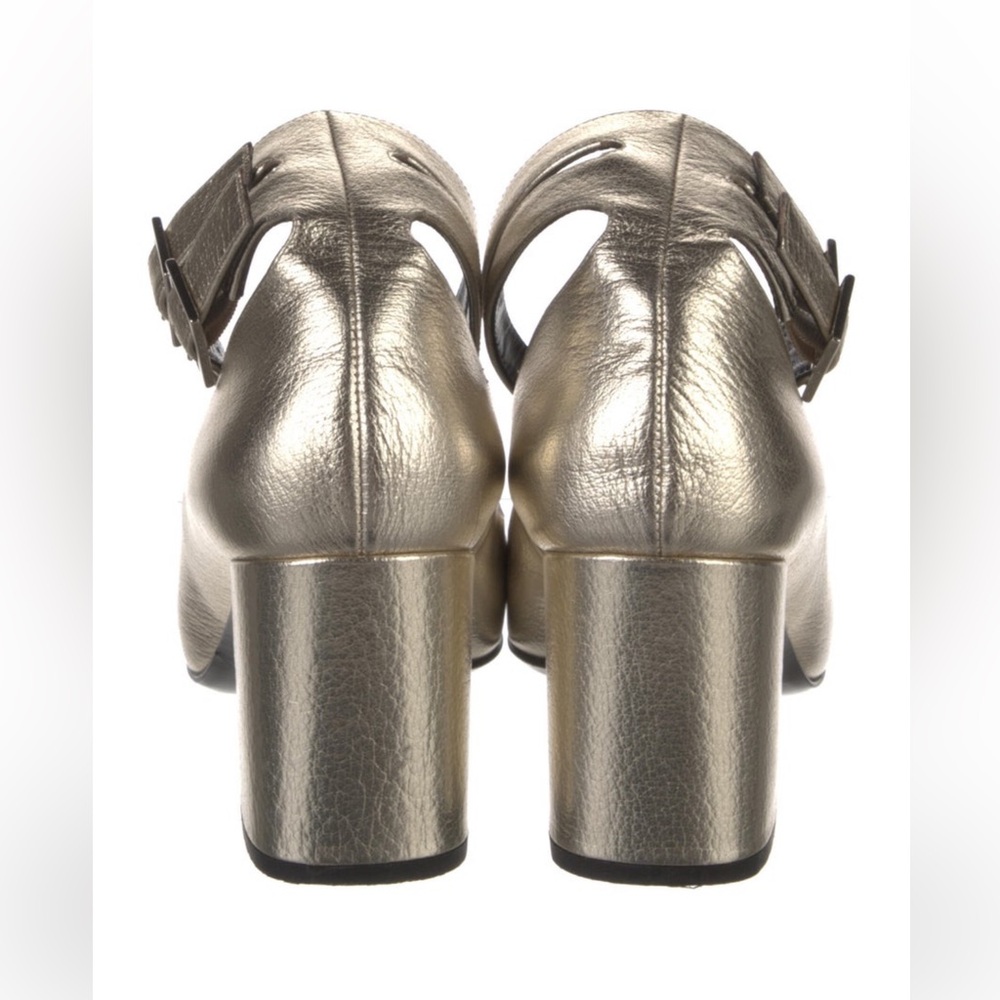 Saint Laurent Gold Block Heel Shoes - Picture 3 of 16